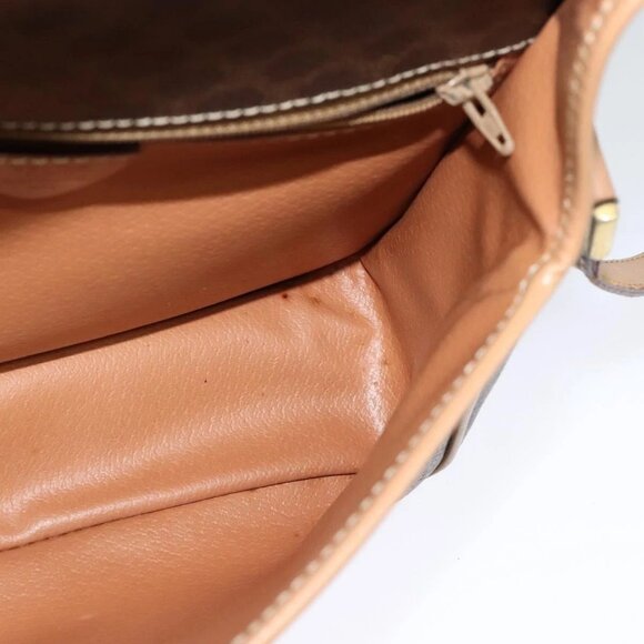 CELINE Macadam Canvas Circle Shoulder Bag PVC Leather Brown Gold - Picture 12 of 16